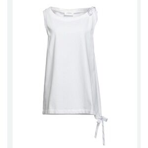 Sportmax Max Mara NWT Beato White Blouse Ribbon Tie Shoulder Sz M Top Cotton bow